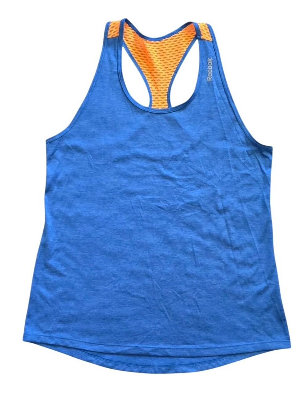 Reebok Medium Blue Orange Speedwick Mesh Racerback Tank Top Athletic Performance